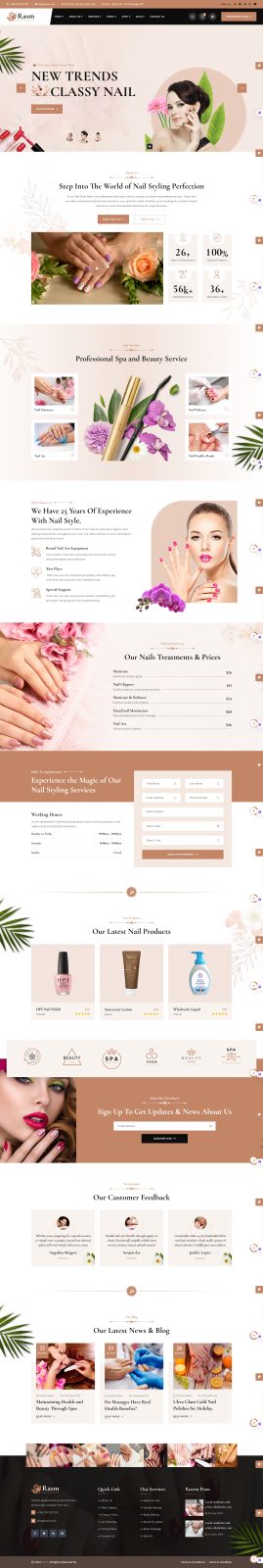 Rasm nail salon website template preview