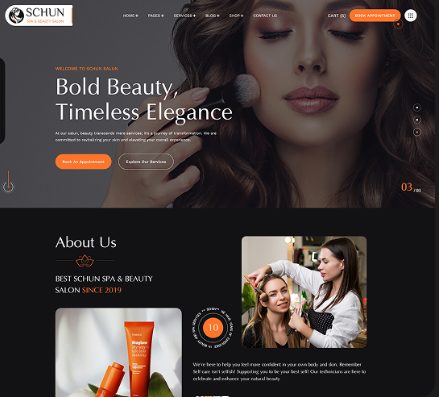 Schun beauty salon website template preview